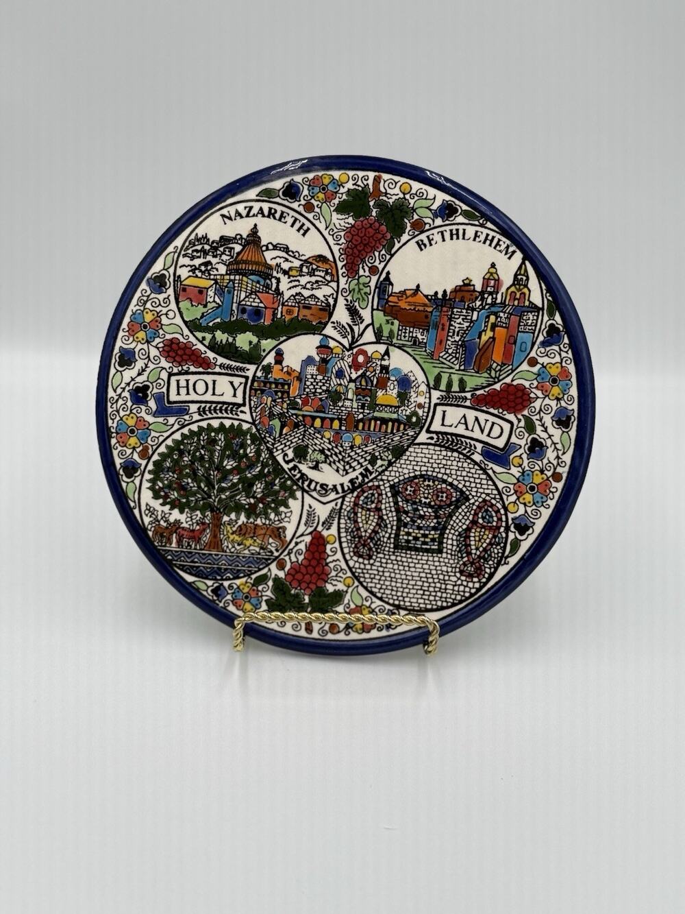 Holy Land Jerusalem Nazareth Bethlehem Wall Hanging Ceramic Plate Plaque